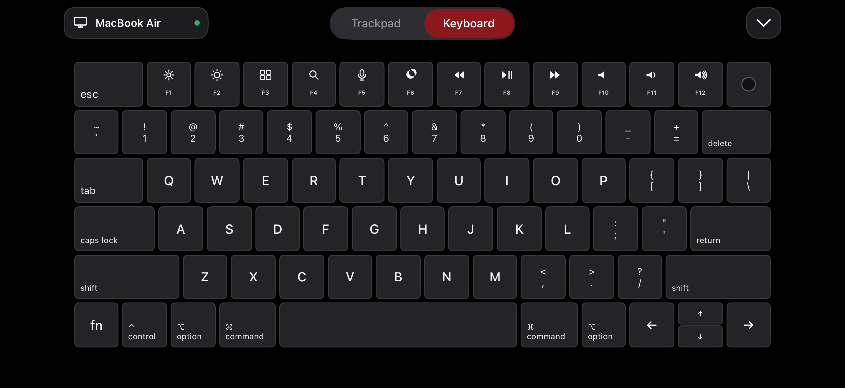 WingDeck keyboard and trackpad mode